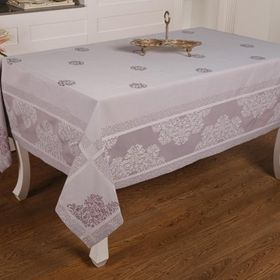 Finezza 160x220 cm Viyana Lüx Jakar Kumaş Mor Dikdörtgen Masa Örtüsü