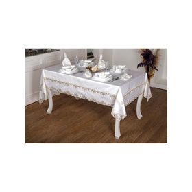 Finezza 160x230 17 Parça 8 Kişilik Melek Güpürlü Bambu Kumaş Krem Sofra Takımı