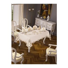 Finezza 160x230 cm 17 Parça 8 Kişilik Anka Güpürlü Keten Krem Sofra Takımı