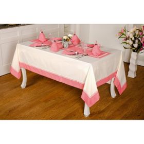 Finezza 160x230 cm 17 Parça 8 Kişilik Armine Pamuk Kumaş Krem Kırmızı Sofra Takımı