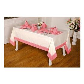 Finezza 160x230 cm 17 Parça 8 Kişilik Armine Pamuk Kumaş Krem Kırmızı Sofra Takımı