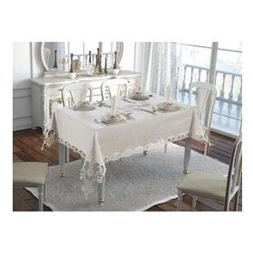 Finezza 160x230 cm 17 Parça 8 Kişilik Hanedan Dantelli Bambu Krem Sofra Takımı