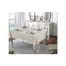 Finezza 160x230 cm 17 Parça 8 Kişilik Hanedan Dantelli Bambu Krem Sofra Takımı