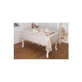 Finezza 160x230 cm 17 Parça 8 Kişilik Henna Güpürlü Keten Bej Sofra Takımı