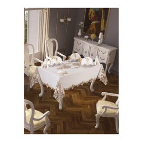 Finezza 160x230 cm 17 Parça 8 Kişilik Henna Güpürlü Keten Krem Sofra Takımı