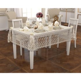 Finezza 160x230 cm 17 Parça 8 Kişilik Narin Dantelli Monoray Krem Sofra Takımı