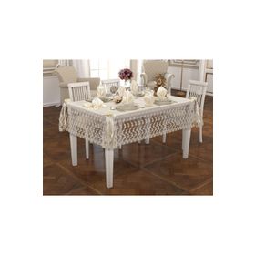 Finezza 160x230 cm 17 Parça 8 Kişilik Narin Dantelli Monoray Krem Sofra Takımı