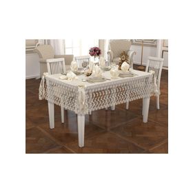 Finezza 160x230 cm 17 Parça 8 Kişilik Narin Dantelli Monoray Krem Sofra Takımı