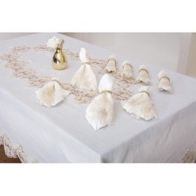 Finezza 160x230 cm 17 Parça 8 Kişilik Nihal Güpürlü Keten Krem Sofra Takımı
