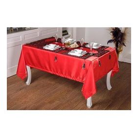 Finezza 160x230 cm 26 Parça 8 Kişilik Asil Kadife Keten Siyah Kırmızı Sofra Takımı