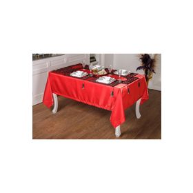Finezza 160x230 cm 26 Parça 8 Kişilik Asil Kadife Keten Siyah Kırmızı Sofra Takımı