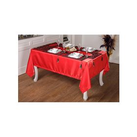 Finezza 160x230 cm 26 Parça 8 Kişilik Asil Kadife Keten Siyah Kırmızı Sofra Takımı