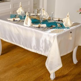Finezza 160x230 cm 26 Parça 8 Kişilik Mina Kadife Turkuaza Krem Sofra Takımı