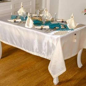 Finezza 160x230 cm 26 Parça 8 Kişilik Mina Kadife Turkuaza Krem Sofra Takımı