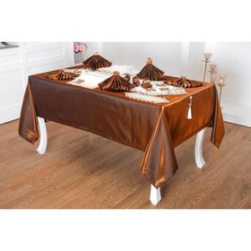 Finezza 160x230 cm 34 Parça 8 Kişilik Afife Kadife Krem Kahve Sofra Takımı