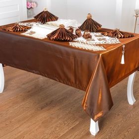 Finezza 160x230 cm 34 Parça 8 Kişilik Afife Kadife Krem Kahve Sofra Takımı