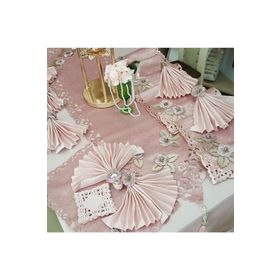 Finezza 160x230 cm 34 Parça 8 Kişilik Afife Kadife Krem Pudra Sofra Takımı