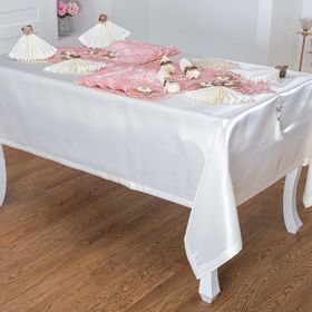Finezza 160x230 cm 34 Parça 8 Kişilik Afife Kadife Krem Pudra Sofra Takımı