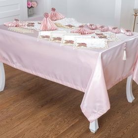 Finezza 160x230 cm 34 Parça 8 Kişilik Afife Kadife Krem Pudra Sofra Takımı