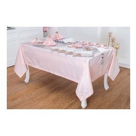 Finezza 160x230 cm 34 Parça 8 Kişilik Afife Kadife Monoray Kumaş Pudra Dikdörtgen Sofra Takımı