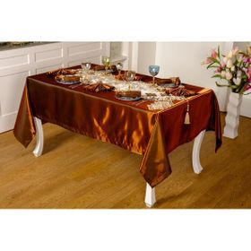 Finezza 160x230 cm 8 Kişilik 26 Parça Mina Kadife Kumaş Krem Kahve Sofra Takımı