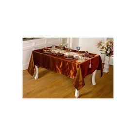 Finezza 160x230 cm 8 Kişilik 26 Parça Mina Kadife Kumaş Krem Kahve Sofra Takımı
