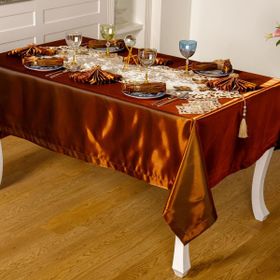 Finezza 160x230 cm 8 Kişilik 26 Parça Mina Kadife Kumaş Krem Kahve Sofra Takımı