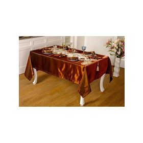 Finezza 160x230 cm 8 Kişilik 26 Parça Mina Kadife Kumaş Krem Kahve Sofra Takımı