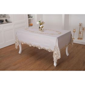 Finezza 160x230 cm Anka Lüx Dantelli Simli Keten Kumaş Gri Masa Örtüsü