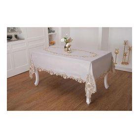 Finezza 160x230 cm Anka Lüx Dantelli Simli Keten Kumaş Gri Masa Örtüsü