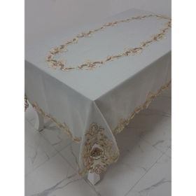 Finezza 160x230 cm Anka Lüx Dantelli Simli Keten Kumaş Gri Masa Örtüsü
