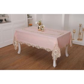 Finezza 160x230 cm Anka Lüx Dantelli Simli Keten Kumaş Pudra Masa Örtüsü