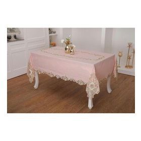 Finezza 160x230 cm Anka Lüx Dantelli Simli Keten Kumaş Pudra Masa Örtüsü