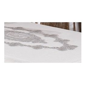 Finezza 160x230 cm Asya Lüx Dantelli Simli Keten Kumaş Krem Dikdörtgen Masa Örtüsü