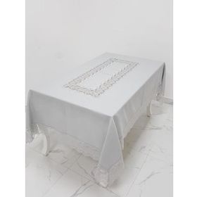 Finezza 160x230 cm Beril Lüx Dantelli Keten Kumaş Gri Dikdörtgen Masa Örtüsü