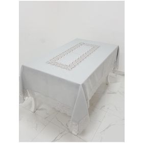 Finezza 160x230 cm Beril Lüx Dantelli Keten Kumaş Gri Dikdörtgen Masa Örtüsü