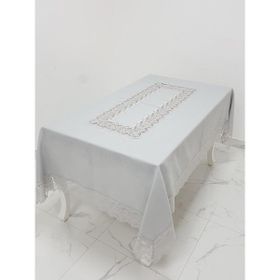 Finezza 160x230 cm Beril Lüx Dantelli Keten Kumaş Gri Dikdörtgen Masa Örtüsü