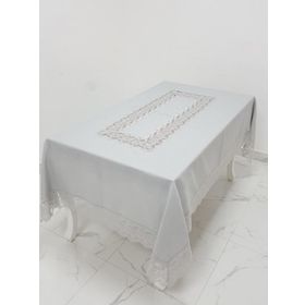 Finezza 160x230 cm Beril Lüx Dantelli Keten Kumaş Gri Dikdörtgen Masa Örtüsü
