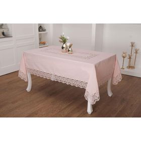 Finezza 160x230 cm Beril Lüx Dantelli Keten Kumaş Pudra Masa Örtüsü