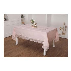Finezza 160x230 cm Beril Lüx Dantelli Keten Kumaş Pudra Masa Örtüsü