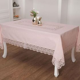 Finezza 160x230 cm Beril Lüx Dantelli Keten Kumaş Pudra Masa Örtüsü
