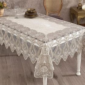 Finezza 160x230 cm Cherie Dantelli Kadife Krem Dikdörtgen Masa Örtüsü