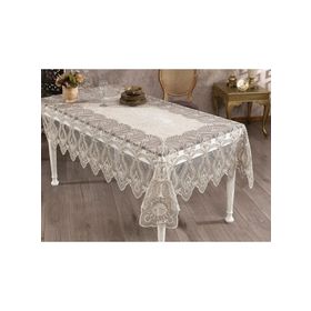 Finezza 160x230 cm Cherie Dantelli Kadife Krem Dikdörtgen Masa Örtüsü