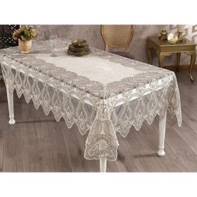 Finezza 160x230 cm Cherie Dantelli Kadife Krem Dikdörtgen Masa Örtüsü
