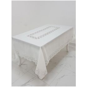 Finezza 160x230 cm Esra Lüx Dantelli Keten Kumaş Krem Masa Örtüsü