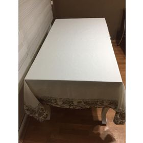 Finezza 160x230 cm Garden Baskılı Pamuk Duck Kumaş Krem Çiçek Bantlı Dikdörtgen Masa Örtüsü