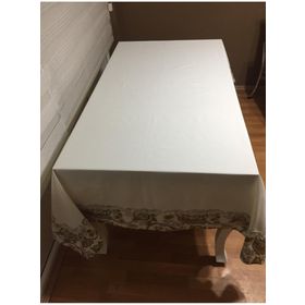 Finezza 160x230 cm Garden Baskılı Pamuk Duck Kumaş Krem Çiçek Bantlı Dikdörtgen Masa Örtüsü