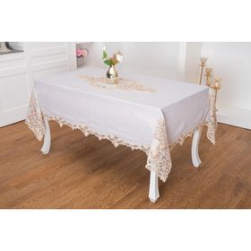 Finezza 160x230 cm Henna Lüx Dantelli Simli Keten Kumaş Gri Dikdörtgen Masa Örtüsü