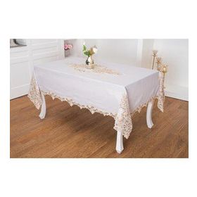 Finezza 160x230 cm Henna Lüx Dantelli Simli Keten Kumaş Gri Dikdörtgen Masa Örtüsü