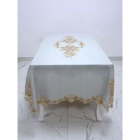 Finezza 160x230 cm Henna Lüx Dantelli Simli Keten Kumaş Gri Dikdörtgen Masa Örtüsü